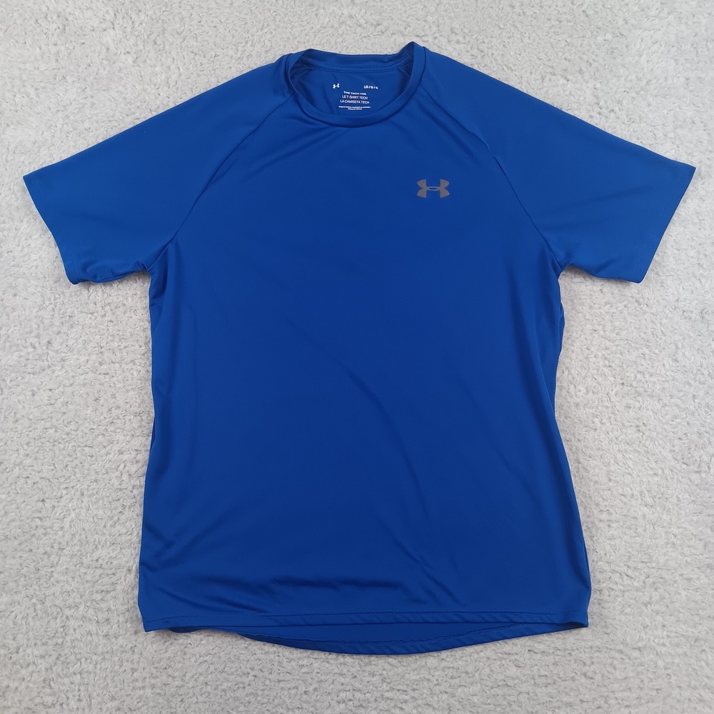 Under Armour T-Shirt The Tech Tee Mens L Blue Short Sleeve Loose Fit Performance